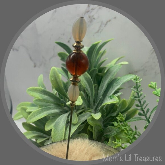 Milky Glass & Brown Translucent Bead - Gold Tone 6” Pin • Hatpin • 4/8 - Picture 3 of 10